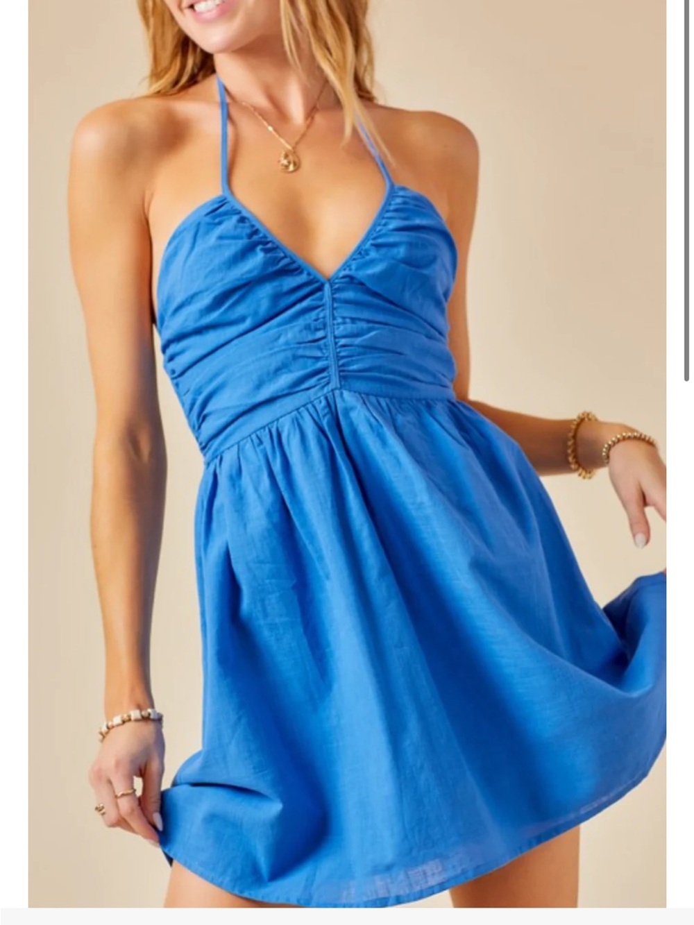 Blue Halter-neck Mini Dress